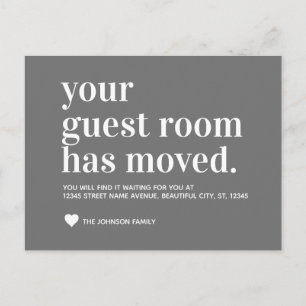 Modern Silver Grey Guest Room Moving Announcement Aankondigingskaart