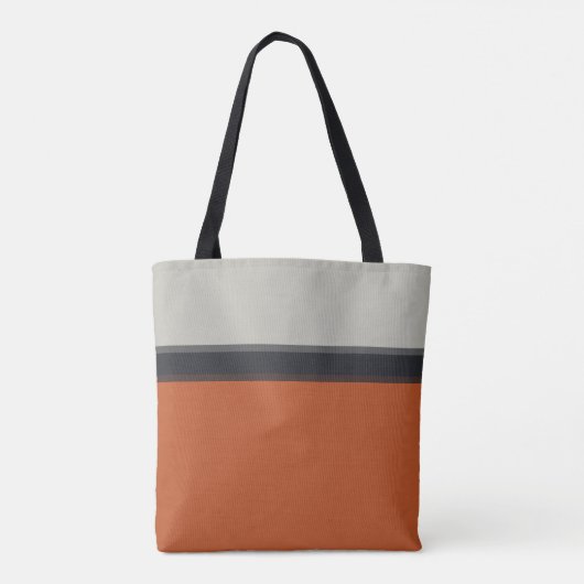Modern Silver Grey Navy Oranje Red Stripe Pattern Tote Bag (Achterkant)