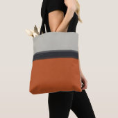 Modern Silver Grey Navy Oranje Red Stripe Pattern Tote Bag (Dichtbij)
