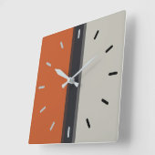 Modern Silver Grey Navy Oranje Red Stripe Pattern Vierkante Klok (Hoek)