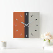 Modern Silver Grey Navy Oranje Red Stripe Pattern Vierkante Klok (Huis)