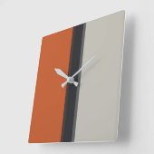 Modern Silver Grey Navy Oranje Red Stripe Pattern Vierkante Klok (Hoek)