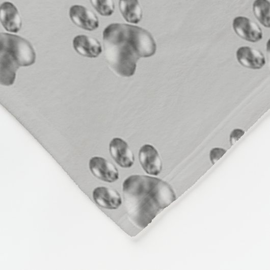Modern Silver Grey Paw Pattern Fleece Deken (Hoek)