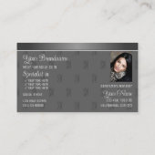 Modern Silver Grey Stylish met Monogram en Foto Visitekaartje (Achterkant)