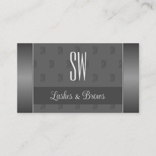 Modern Silver Grey Stylish met Monogram en Foto Visitekaartje (Voorkant)