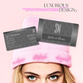 Modern Silver Grey Stylish met Monogram en Foto Visitekaartje