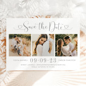 Modern Silver Heart Script 3 Foto Weddenschap Coll Save The Date