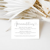 Modern Silver Heart Script Wedding Accommodations Informatiekaartje