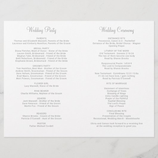 Modern Silver Heart Script Wedding Ceremony (Achterkant)