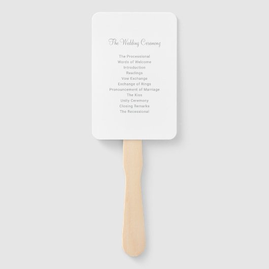 Modern Silver Heart Script Weduwfotoceremonie Handwaaier (Achterkant)