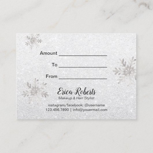 Modern Silver Holiday Salon Spa Cadeaubonnen Kortingskaartje (Achterkant)