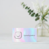 Modern, Silver Instagram Social Media Holographic Visitekaartje (Staand voorkant)