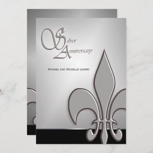 Modern Silver Jubileum Fleur de Lis Kaart (Voorkant / Achterkant)