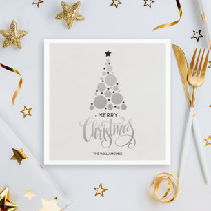 Modern Silver kerstboomfeest Napkins Servet