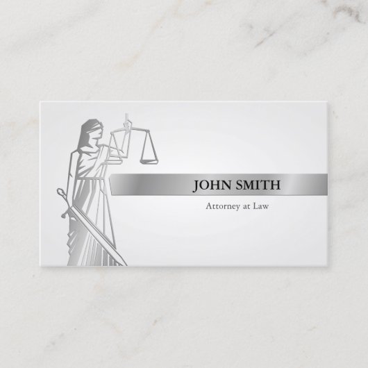 Modern Silver Lady Justice Professional Attorney Visitekaartje (Voorkant)