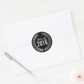 Modern Silver Laurel Wreath Afstuderen Ronde Sticker (Envelop)