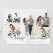 Modern Silver Lettering Kerstmis 5 FOTO Greep Feestdagenkaart (Voorkant)