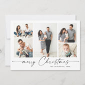 Modern Silver Lettering Kerstmis 7 FOTO Greep Feestdagenkaart (Voorkant)