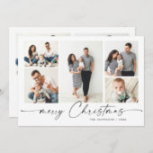 Modern Silver Lettering Kerstmis 7 FOTO Greep Feestdagenkaart (Voorkant / Achterkant)