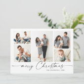 Modern Silver Lettering Kerstmis 7 FOTO Greep Feestdagenkaart (Staand voorkant)