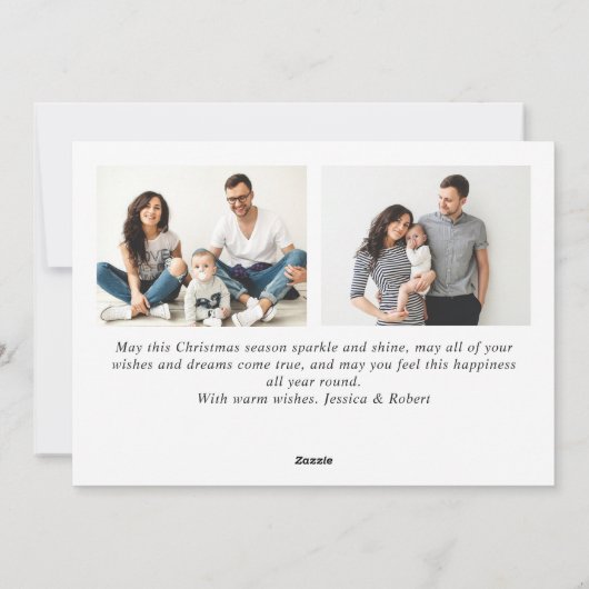 Modern Silver Lettering Kerstmis 7 FOTO Greep Feestdagenkaart (Achterkant)