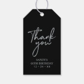 Modern Silver Lettering Party Favor Dank je cadeau Cadeaulabel (Voorkant)