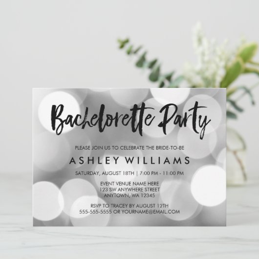 Modern Silver Lights Bachelorette Kaart (Staand voorkant)