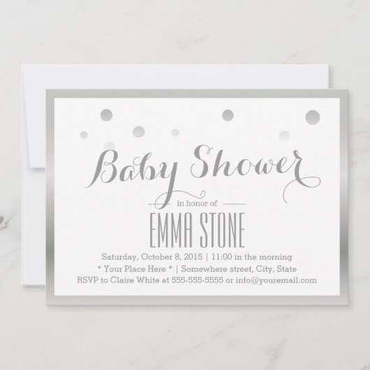 Modern Silver Lijst Confetti Stip Baby shower Kaart (Voorkant)