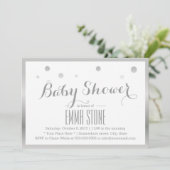 Modern Silver Lijst Confetti Stip Baby shower Kaart (Staand voorkant)