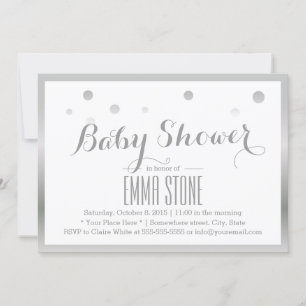 Modern Silver Lijst Confetti Stip Baby shower Kaart