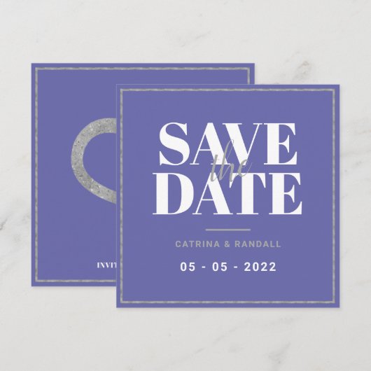 Modern Silver Lijst Wedding Save the Date Kaart (Voorkant / Achterkant)