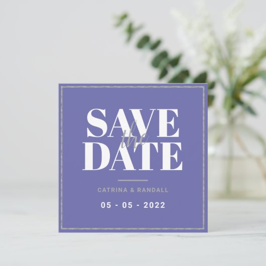 Modern Silver Lijst Wedding Save the Date Kaart (Staand voorkant)