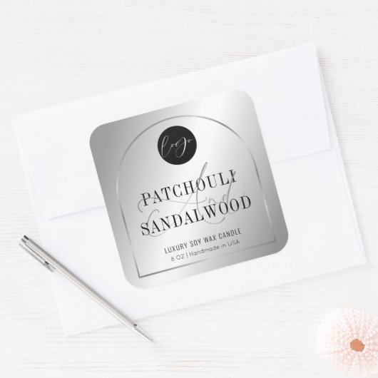 Modern Silver Logo Product Packaging Candles Label (Envelop)