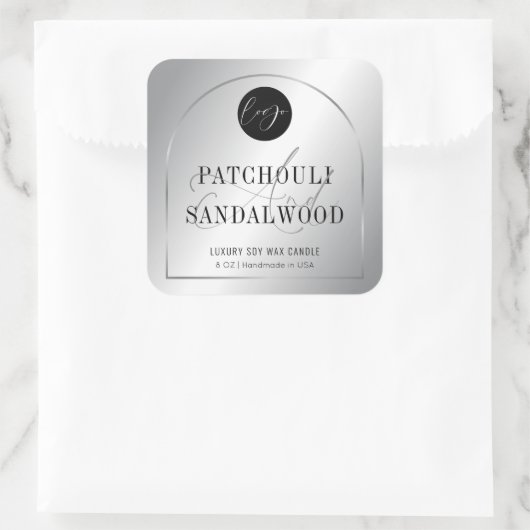 Modern Silver Logo Product Packaging Candles Label (Tas)