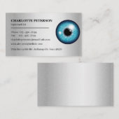 Modern Silver Metal & Eyeball Optometrist Visitekaartje (Voorkant / Achterkant)