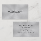 Modern Silver Metal Professional Visitekaartje (Voorkant / Achterkant)