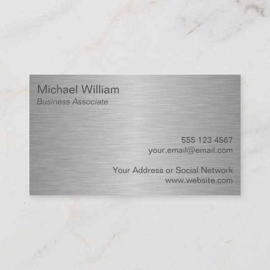 Modern Silver Metal Professional Visitekaartje (Achterkant)