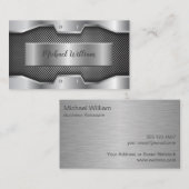 Modern Silver Metal Professional Visitekaartje (Voorkant / Achterkant)