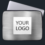 Modern Silver Metallic - Aangepaste Logo Promotion Laptop Sleeve<br><div class="desc">Modern Silver Faux Metallic RVS Elegante Custom Logo Promotional Laptop Bag of Sleeve Promotionele Hoesje. Dit hoesje kan worden aangepast om uw bedrijf of zakelijke logo op te nemen.</div>