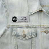 Modern Silver Metallic Business Logo Naam Tag (In situ)