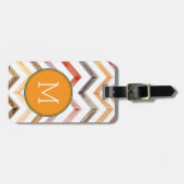 Modern Silver Metallic Monogram Initial Name Bagagelabel (Voorkant horizontaal)