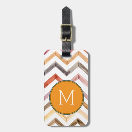 Modern Silver Metallic Monogram Initial Name Bagagelabel (Voorkant verticaal)