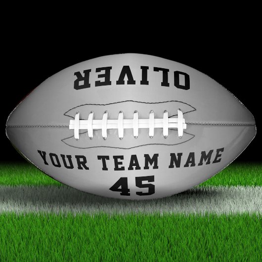 Modern Silver Metallic Player Team Name Number American Football
