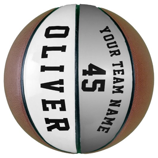 Modern Silver Metallic Player Team Name Number Basketbal (Verticaal)