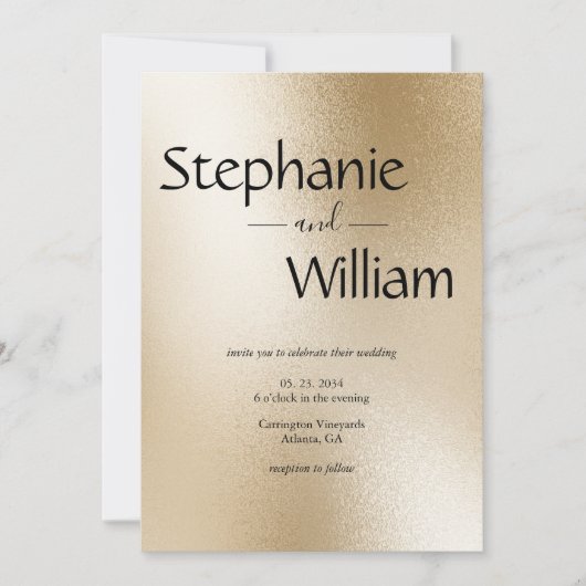 Modern Silver Metallic Simple Wedding Kaart (Voorkant)