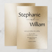 Modern Silver Metallic Simple Wedding Kaart (Voorkant / Achterkant)