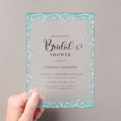 Modern Silver Mint Glitter Bridal Shower Acryl Uitnodigingen (Insitu (Draagbaar))