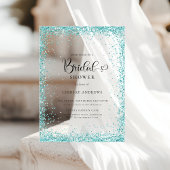 Modern Silver Mint Glitter Bridal Shower Acryl Uitnodigingen