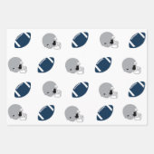 Modern Silver & Navy Blue Football Game Day Inpakpapier Vel (Voorkant 3)
