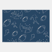 Modern Silver & Navy Blue Football Game Day Inpakpapier Vel (Voorkant)